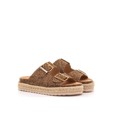SANDALIAS NIÑA DE COLOR CUERO Y ANIMAL PRINT