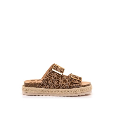 SANDALIAS NIÑA DE COLOR CUERO Y ANIMAL PRINT