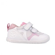 Zapatillas Barefoot blancas y rosas para primeros pasos de niña
